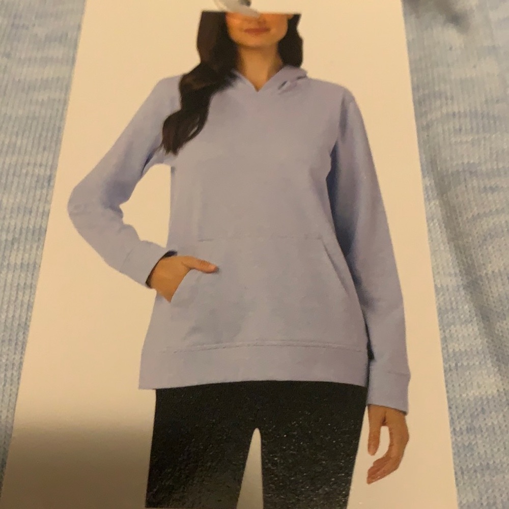 32 degrees medium hooded sweater, color powder blue, brand new with tag.
